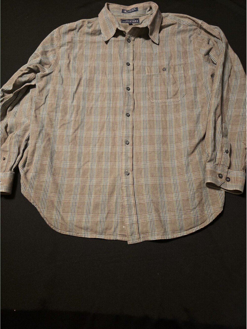John Ashford Adventure Men's XL Brown Plaid Long Sleeve Pocket Button Shirt